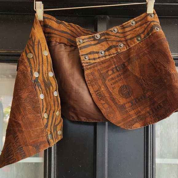 The Earth Dance Snap Leather Wrap Mini Skirt - Picture 4 of 7